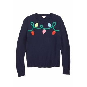 Crewcuts by J. Crew Christmas Holiday Lights Popover Sweater Navy Size 16